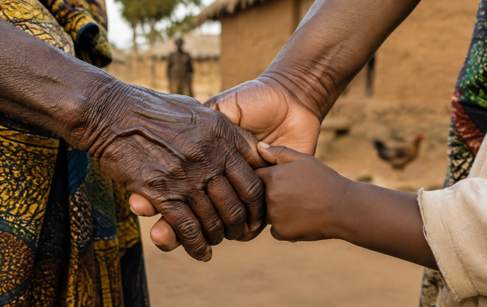 Hands of different generations held together